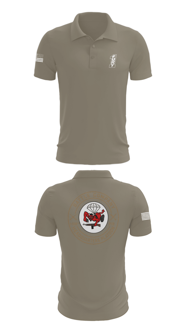 Short Sleeve Performance Polo, BATTLE COMPANY 1-508PIR, Army, Teamtime, Team time, sublimation, custom sports apparel, team uniforms, spirit wear, spiritwear, sports uniforms, custom shirts, team store, custom team store, fundraiser sports, apparel fundraiser