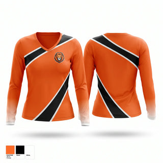 Womens Long Sleeve Vneck Shirt, Lanphier Lions, , Teamtime, Team time, sublimation, custom sports apparel, team uniforms, spirit wear, spiritwear, sports uniforms, custom shirts, team store, custom team store, fundraiser sports, apparel fundraiser