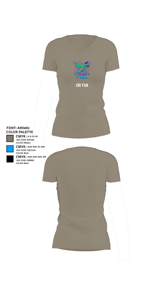 Womens Short Sleeve Vneck Shirt, 130 FAB, Army, Teamtime, Team time, sublimation, custom sports apparel, team uniforms, spirit wear, spiritwear, sports uniforms, custom shirts, team store, custom team store, fundraiser sports, apparel fundraiser