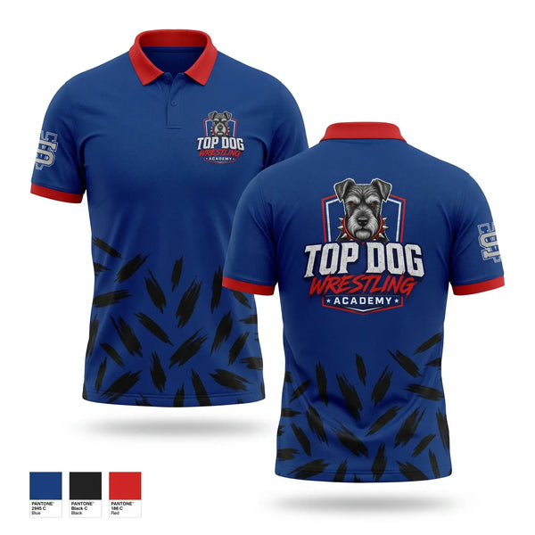 Short Sleeve Performance Polo, Top Dog Wrestling Academy, Wrestling, Teamtime, Team time, sublimation, custom sports apparel, team uniforms, spirit wear, spiritwear, sports uniforms, custom shirts, team store, custom team store, fundraiser sports, apparel fundraiser