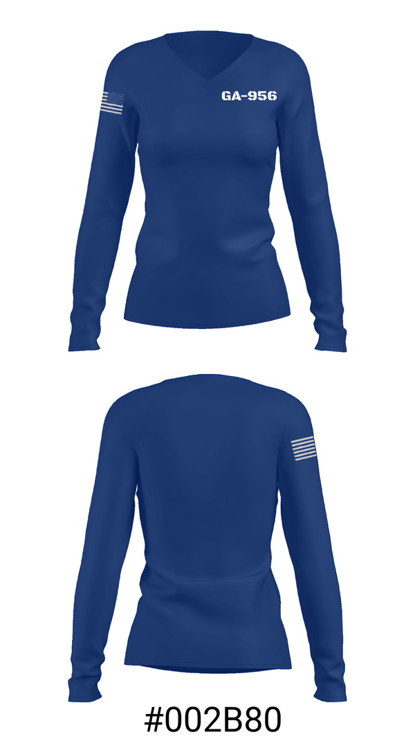 Womens Long Sleeve Vneck Shirt, GA-956, Air Force, Teamtime, Team time, sublimation, custom sports apparel, team uniforms, spirit wear, spiritwear, sports uniforms, custom shirts, team store, custom team store, fundraiser sports, apparel fundraiser