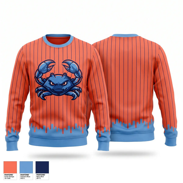 Crew Neck Sweatshirt, Back bay blue crabs, Baseball, Teamtime, Team time, sublimation, custom sports apparel, team uniforms, spirit wear, spiritwear, sports uniforms, custom shirts, team store, custom team store, fundraiser sports, apparel fundraiser