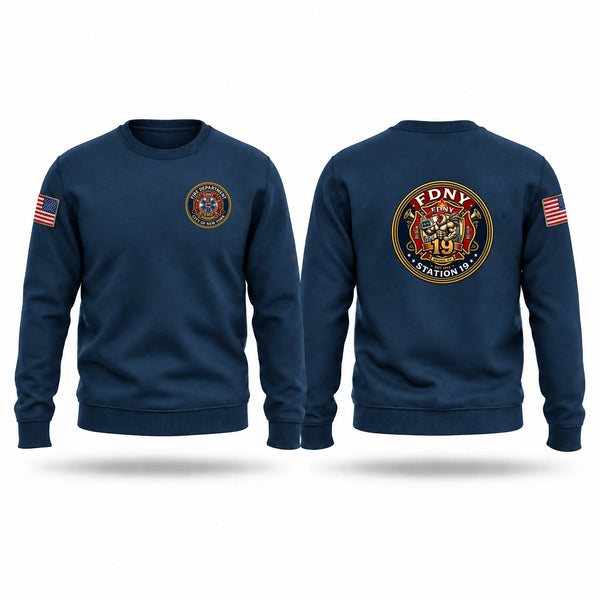 Crew Neck Sweatshirt, FDNY STATION 19, Fire Department, Teamtime, Team time, sublimation, custom sports apparel, team uniforms, spirit wear, spiritwear, sports uniforms, custom shirts, team store, custom team store, fundraiser sports, apparel fundraiser