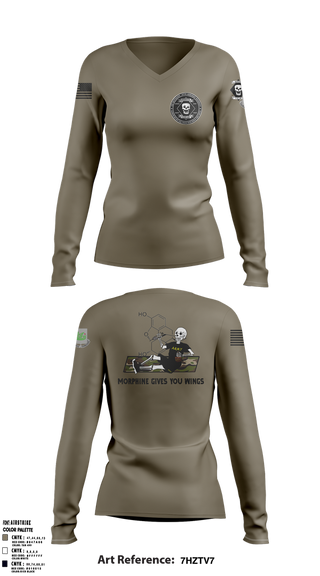 Womens Long Sleeve Vneck Shirt, 1-37 AR, Army, Teamtime, Team time, sublimation, custom sports apparel, team uniforms, spirit wear, spiritwear, sports uniforms, custom shirts, team store, custom team store, fundraiser sports, apparel fundraiser