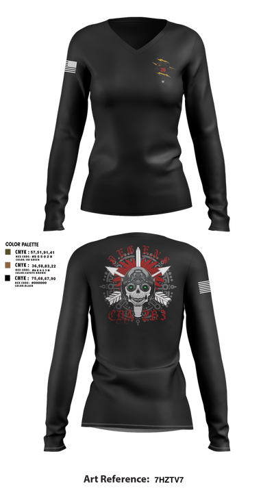 CDA 263 86429652 Women's Long Sleeve V-neck Shirt - 107
