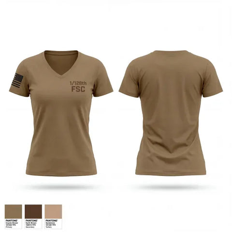 Womens Short Sleeve Vneck Shirt, 1128th FSC, Army, Teamtime, Team time, sublimation, custom sports apparel, team uniforms, spirit wear, spiritwear, sports uniforms, custom shirts, team store, custom team store, fundraiser sports, apparel fundraiser