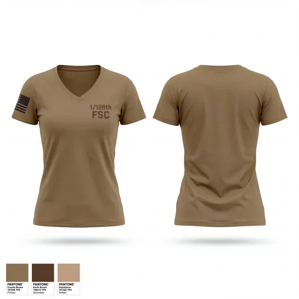 Womens Short Sleeve Vneck Shirt, 1128th FSC, Army, Teamtime, Team time, sublimation, custom sports apparel, team uniforms, spirit wear, spiritwear, sports uniforms, custom shirts, team store, custom team store, fundraiser sports, apparel fundraiser