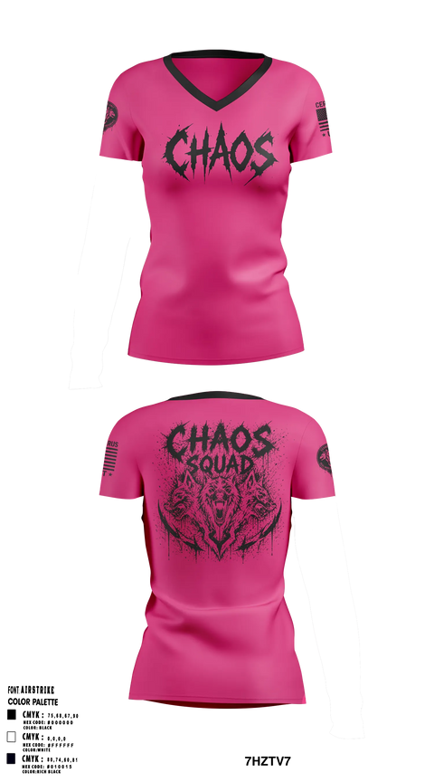 Womens Short Sleeve Vneck Shirt, Chaos squad fire and Ice, E-Sports, Teamtime, Team time, sublimation, custom sports apparel, team uniforms, spirit wear, spiritwear, sports uniforms, custom shirts, team store, custom team store, fundraiser sports, apparel fundraiser