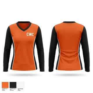 Womens Long Sleeve Vneck Shirt, CWC, Women's Basketball, Teamtime, Team time, sublimation, custom sports apparel, team uniforms, spirit wear, spiritwear, sports uniforms, custom shirts, team store, custom team store, fundraiser sports, apparel fundraiser