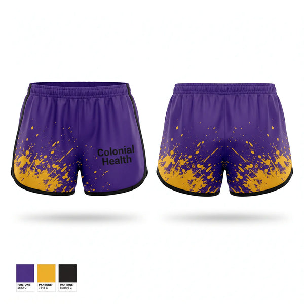 Womens Shorts, Colonial Health, , Teamtime, Team time, sublimation, custom sports apparel, team uniforms, spirit wear, spiritwear, sports uniforms, custom shirts, team store, custom team store, fundraiser sports, apparel fundraiser
