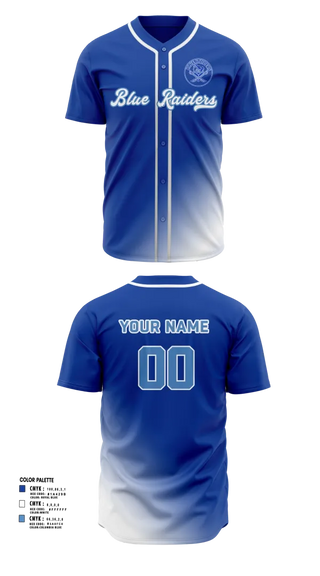 Full Button Baseball Jersey, Post 220 Blue Raiders, Baseball, Teamtime, Team time, sublimation, custom sports apparel, team uniforms, spirit wear, spiritwear, sports uniforms, custom shirts, team store, custom team store, fundraiser sports, apparel fundraiser