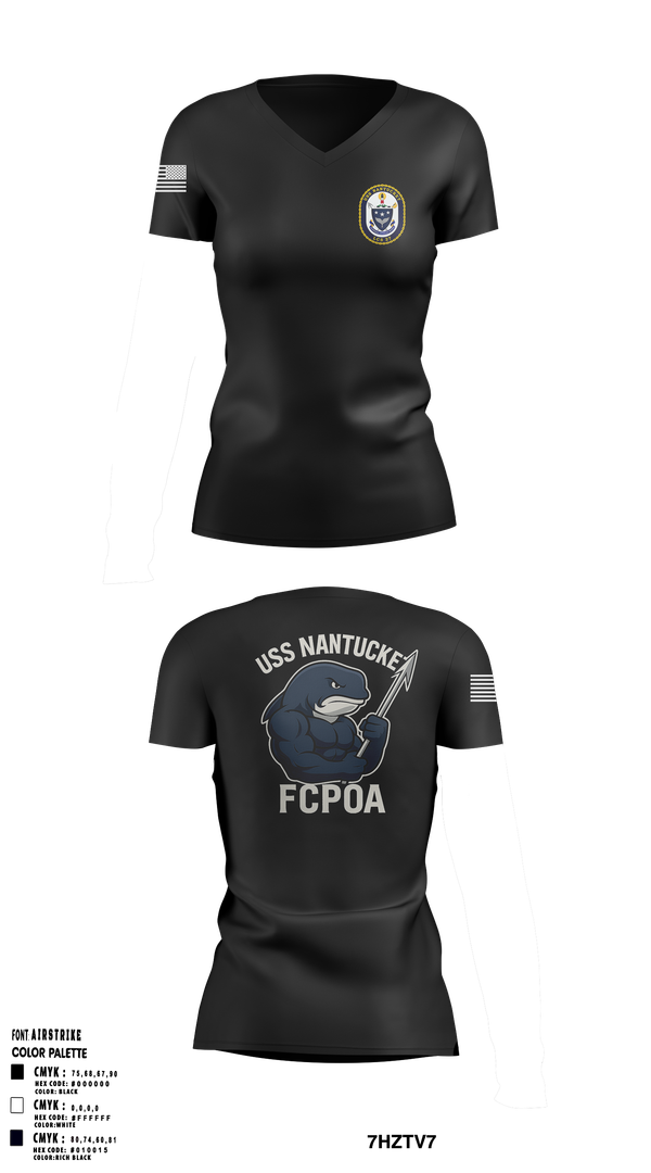 Womens Short Sleeve Vneck Shirt, USS NANTUCKET LCS 27, , Teamtime, Team time, sublimation, custom sports apparel, team uniforms, spirit wear, spiritwear, sports uniforms, custom shirts, team store, custom team store, fundraiser sports, apparel fundraiser