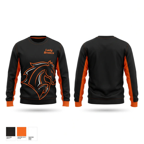 Crew Neck Sweatshirt, Lady Broncs, Women's Basketball, Teamtime, Team time, sublimation, custom sports apparel, team uniforms, spirit wear, spiritwear, sports uniforms, custom shirts, team store, custom team store, fundraiser sports, apparel fundraiser