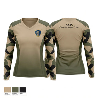Womens Long Sleeve Vneck Shirt, Axis Consulting Firm LLC, , Teamtime, Team time, sublimation, custom sports apparel, team uniforms, spirit wear, spiritwear, sports uniforms, custom shirts, team store, custom team store, fundraiser sports, apparel fundraiser