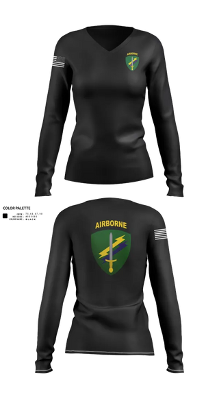 Womens Long Sleeve Vneck Shirt, Civil Affairs, , Teamtime, Team time, sublimation, custom sports apparel, team uniforms, spirit wear, spiritwear, sports uniforms, custom shirts, team store, custom team store, fundraiser sports, apparel fundraiser