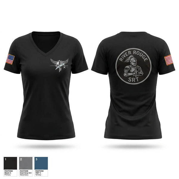 Womens Short Sleeve Vneck Shirt, River Rouge Police Special Response Team, Police, Teamtime, Team time, sublimation, custom sports apparel, team uniforms, spirit wear, spiritwear, sports uniforms, custom shirts, team store, custom team store, fundraiser sports, apparel fundraiser