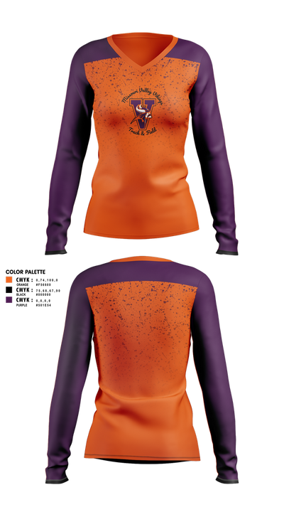 Missouri Valley College Track & Field 54824388 Women's Long Sleeve V-neck Shirt - 1