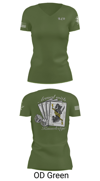 Womens Short Sleeve Vneck Shirt, Bravo Company 532ND Military Battalion, , Teamtime, Team time, sublimation, custom sports apparel, team uniforms, spirit wear, spiritwear, sports uniforms, custom shirts, team store, custom team store, fundraiser sports, apparel fundraiser