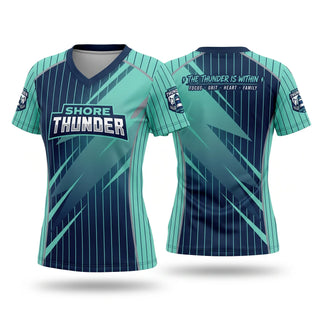 Womens Short Sleeve Vneck Shirt, Shore ThunderWicked Woman Welding, Softball, Teamtime, Team time, sublimation, custom sports apparel, team uniforms, spirit wear, spiritwear, sports uniforms, custom shirts, team store, custom team store, fundraiser sports, apparel fundraiser