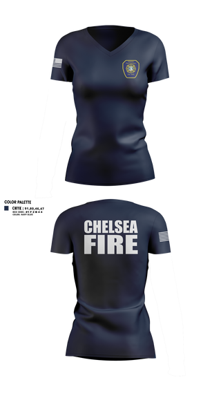 Womens Short Sleeve Vneck Shirt, Chelsea Fire, Fire Department, Teamtime, Team time, sublimation, custom sports apparel, team uniforms, spirit wear, spiritwear, sports uniforms, custom shirts, team store, custom team store, fundraiser sports, apparel fundraiser