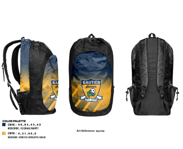 Gear Bag, Gautier MS Boys Soccer, Men's Soccer, Teamtime, Team time, sublimation, custom sports apparel, team uniforms, spirit wear, spiritwear, sports uniforms, custom shirts, team store, custom team store, fundraiser sports, apparel fundraiser