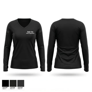 Womens Long Sleeve Vneck Shirt, Dade City Police Department, Police, Teamtime, Team time, sublimation, custom sports apparel, team uniforms, spirit wear, spiritwear, sports uniforms, custom shirts, team store, custom team store, fundraiser sports, apparel fundraiser