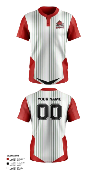 Two Button Softball Jersey, DownEast Outlaws, Baseball, Teamtime, Team time, sublimation, custom sports apparel, team uniforms, spirit wear, spiritwear, sports uniforms, custom shirts, team store, custom team store, fundraiser sports, apparel fundraiser