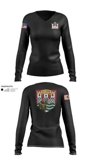 Womens Long Sleeve Vneck Shirt, 175th MRBC, , Teamtime, Team time, sublimation, custom sports apparel, team uniforms, spirit wear, spiritwear, sports uniforms, custom shirts, team store, custom team store, fundraiser sports, apparel fundraiser