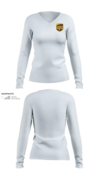Womens Long Sleeve Vneck Shirt, UPS, , Teamtime, Team time, sublimation, custom sports apparel, team uniforms, spirit wear, spiritwear, sports uniforms, custom shirts, team store, custom team store, fundraiser sports, apparel fundraiser