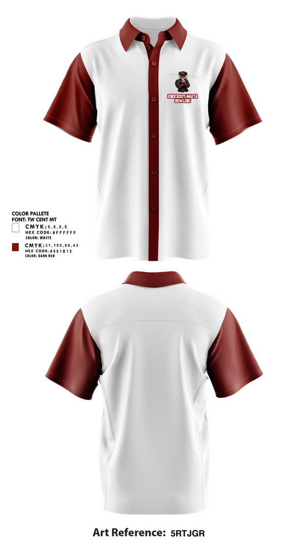 Short Sleeve Bowling Jersey, Knockout Mafia, Bowling, Teamtime, Team time, sublimation, custom sports apparel, team uniforms, spirit wear, spiritwear, sports uniforms, custom shirts, team store, custom team store, fundraiser sports, apparel fundraiser