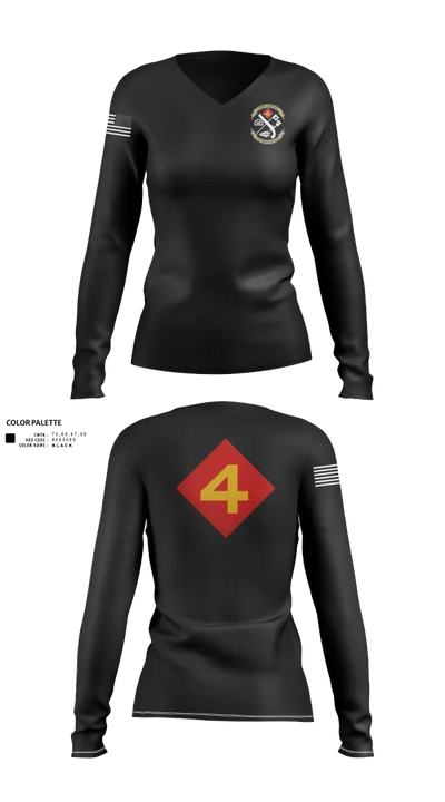 14th Marine regiment 4th Marine corps division 57481844 Women's Long Sleeve V-neck Shirt - 100