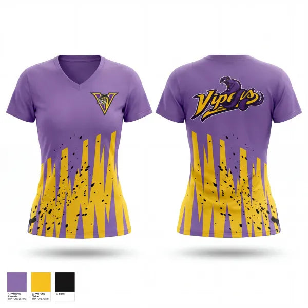 Womens Short Sleeve Vneck Shirt, Vipers, Baseball, Teamtime, Team time, sublimation, custom sports apparel, team uniforms, spirit wear, spiritwear, sports uniforms, custom shirts, team store, custom team store, fundraiser sports, apparel fundraiser