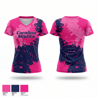 Womens Short Sleeve Vneck Shirt, Carolina Misfits, Softball, Teamtime, Team time, sublimation, custom sports apparel, team uniforms, spirit wear, spiritwear, sports uniforms, custom shirts, team store, custom team store, fundraiser sports, apparel fundraiser