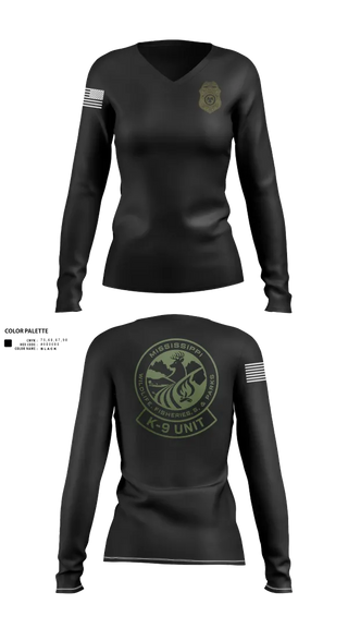 Womens Long Sleeve Vneck Shirt, MDWFP K9, , Teamtime, Team time, sublimation, custom sports apparel, team uniforms, spirit wear, spiritwear, sports uniforms, custom shirts, team store, custom team store, fundraiser sports, apparel fundraiser