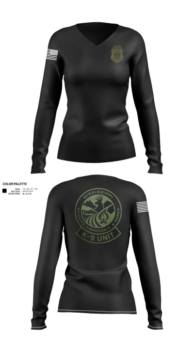 MDWFP K9 21939837 Women's Long Sleeve V-neck Shirt - 200