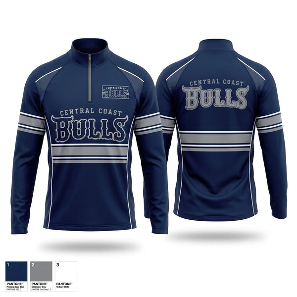 Quarter Zip Jacket, Central coast Bulls, Baseball, Teamtime, Team time, sublimation, custom sports apparel, team uniforms, spirit wear, spiritwear, sports uniforms, custom shirts, team store, custom team store, fundraiser sports, apparel fundraiser