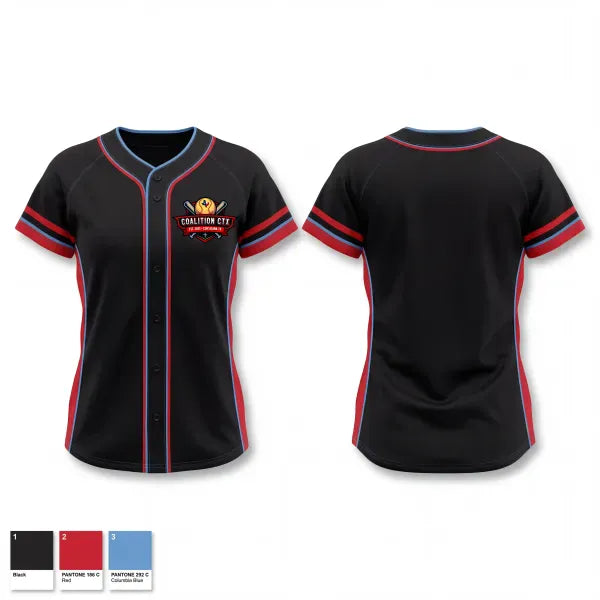 Two Button Softball Jersey, Coalition CTX, Softball, Teamtime, Team time, sublimation, custom sports apparel, team uniforms, spirit wear, spiritwear, sports uniforms, custom shirts, team store, custom team store, fundraiser sports, apparel fundraiser