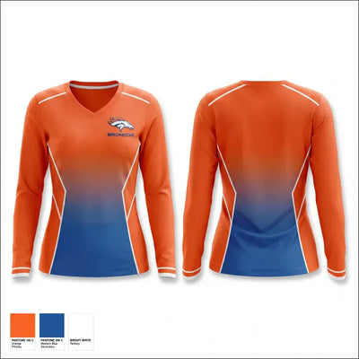 GVYF Broncos 9507549 Women's Long Sleeve V-neck Shirt - 1