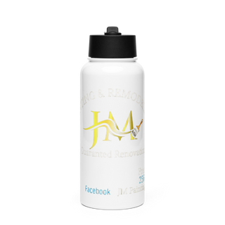 JM PAINTING &REMODELING 36722841 Stainless Steel Water Bottle with a Straw Lid