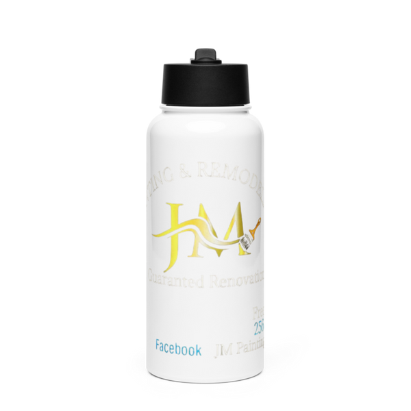 JM PAINTING &REMODELING 36722841 Stainless Steel Water Bottle with a Straw Lid
