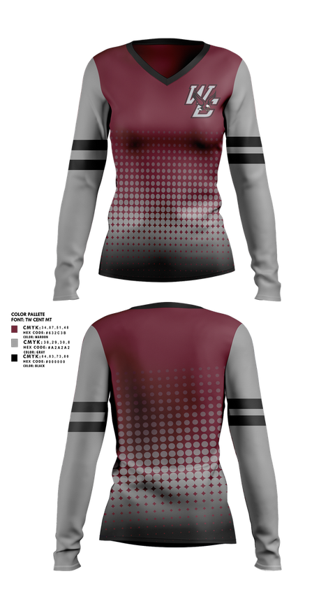 Womens Long Sleeve Vneck Shirt, West Carroll, , Teamtime, Team time, sublimation, custom sports apparel, team uniforms, spirit wear, spiritwear, sports uniforms, custom shirts, team store, custom team store, fundraiser sports, apparel fundraiser