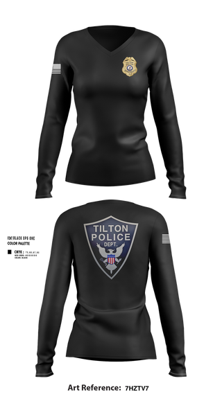 Womens Long Sleeve Vneck Shirt, Tilton Police Department, Police, Teamtime, Team time, sublimation, custom sports apparel, team uniforms, spirit wear, spiritwear, sports uniforms, custom shirts, team store, custom team store, fundraiser sports, apparel fundraiser