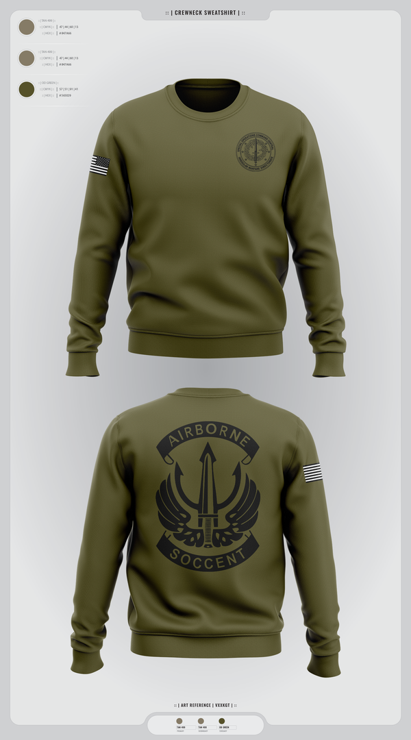 Crew Neck Sweatshirt, SOCCENT IWD, Army, Teamtime, Team time, sublimation, custom sports apparel, team uniforms, spirit wear, spiritwear, sports uniforms, custom shirts, team store, custom team store, fundraiser sports, apparel fundraiser