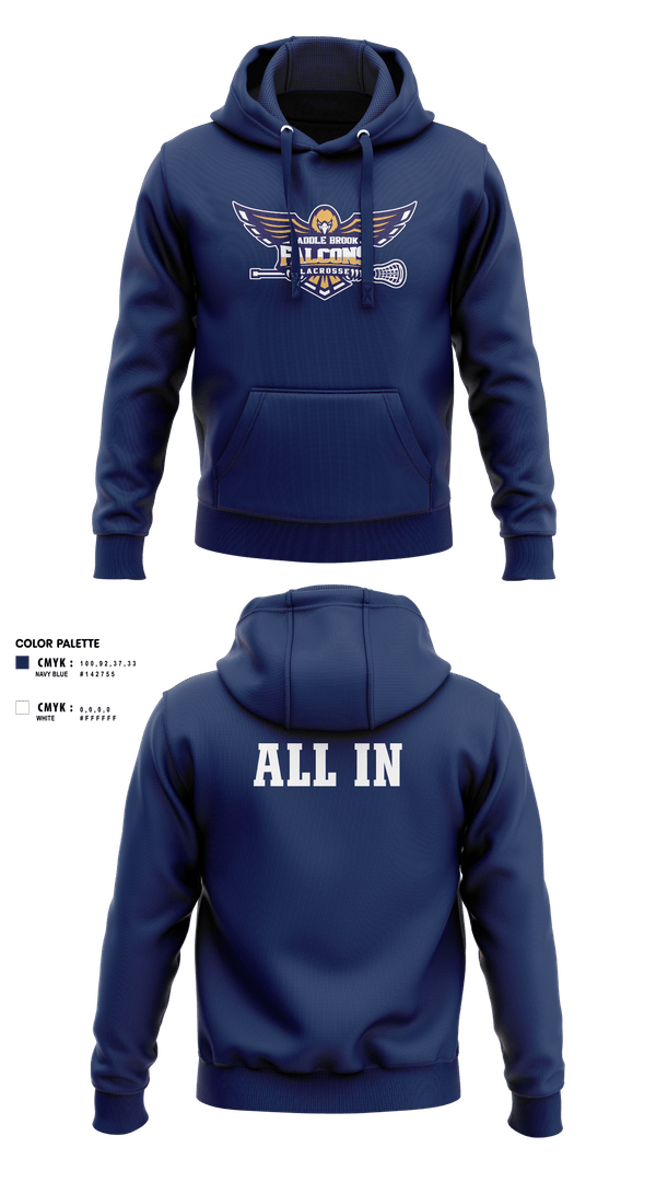 Hoodie, Saddle Brook Falcons Lacrosse, Men's Lacrosse, Teamtime, Team time, sublimation, custom sports apparel, team uniforms, spirit wear, spiritwear, sports uniforms, custom shirts, team store, custom team store, fundraiser sports, apparel fundraiser
