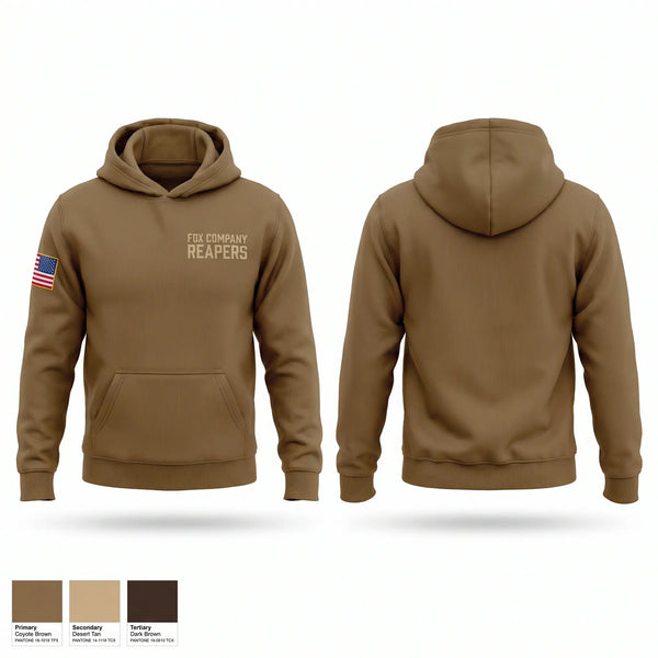 Hoodie, Fox company reapers, National Guard, Teamtime, Team time, sublimation, custom sports apparel, team uniforms, spirit wear, spiritwear, sports uniforms, custom shirts, team store, custom team store, fundraiser sports, apparel fundraiser