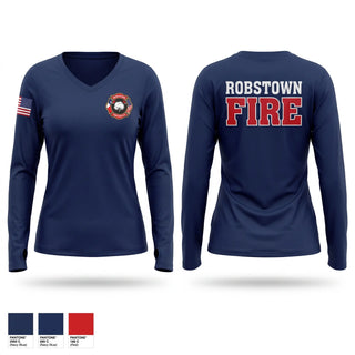 Womens Long Sleeve Vneck Shirt, Robstown Fire Department, Fire Department, Teamtime, Team time, sublimation, custom sports apparel, team uniforms, spirit wear, spiritwear, sports uniforms, custom shirts, team store, custom team store, fundraiser sports, apparel fundraiser