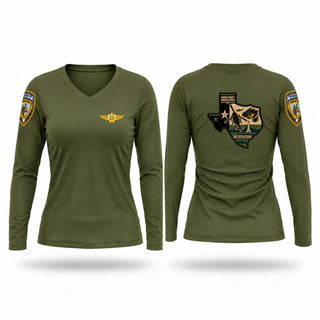 Womens Long Sleeve Vneck Shirt, HCSO Air Operations, Police, Teamtime, Team time, sublimation, custom sports apparel, team uniforms, spirit wear, spiritwear, sports uniforms, custom shirts, team store, custom team store, fundraiser sports, apparel fundraiser