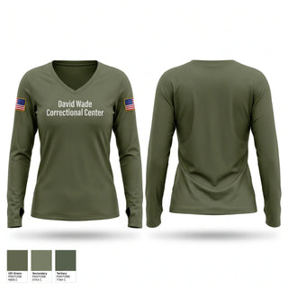 Womens Long Sleeve Vneck Shirt, David Wade Correctional Center, Police, Teamtime, Team time, sublimation, custom sports apparel, team uniforms, spirit wear, spiritwear, sports uniforms, custom shirts, team store, custom team store, fundraiser sports, apparel fundraiser