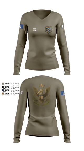 Womens Long Sleeve Vneck Shirt, 2nd Area Command (LASG), , Teamtime, Team time, sublimation, custom sports apparel, team uniforms, spirit wear, spiritwear, sports uniforms, custom shirts, team store, custom team store, fundraiser sports, apparel fundraiser