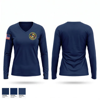 Womens Long Sleeve Vneck Shirt, NMOTC ASTC, Navy, Teamtime, Team time, sublimation, custom sports apparel, team uniforms, spirit wear, spiritwear, sports uniforms, custom shirts, team store, custom team store, fundraiser sports, apparel fundraiser